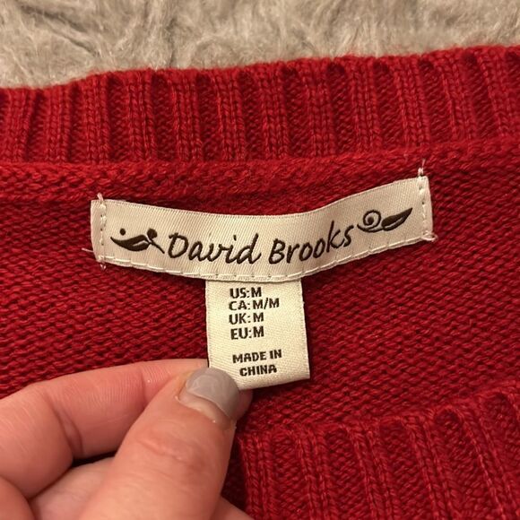 David brooks vintage women’s red and green acrylic‎ Christmas tree sweater - Picture 3 of 5